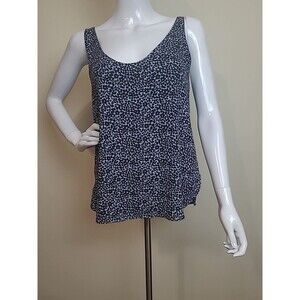 LOFT Blue Floral Scoop neck Dressy Tank Top Size Small